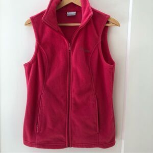 Columbia pink fleece vest zip pockets woman’s size S